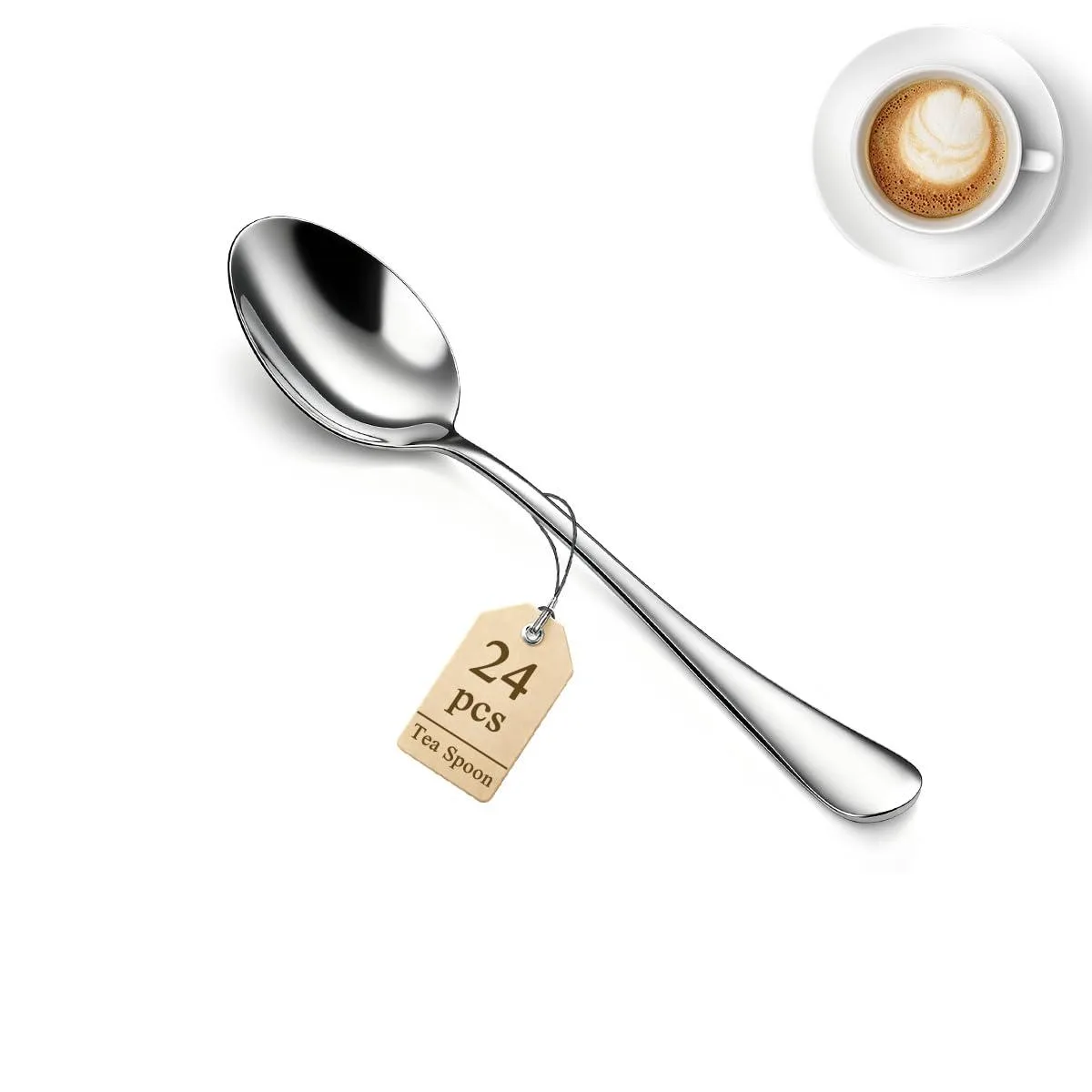 24 polished stainless steel demitasse spoons 5.5 inch