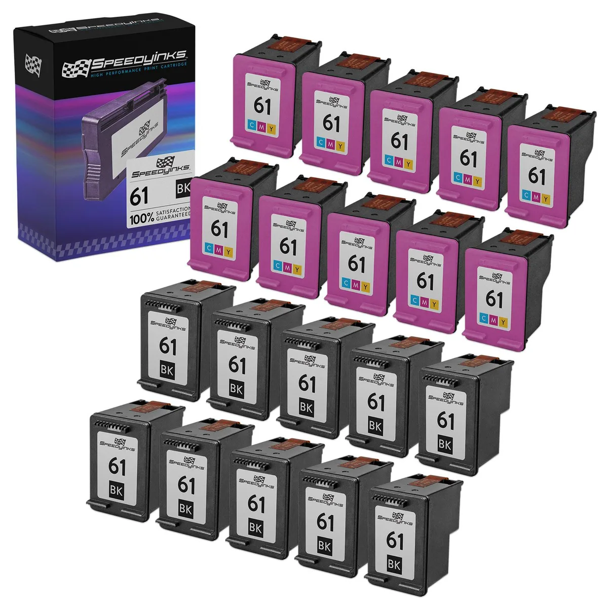 SpeedyInks SpeedyInks HP 61 Ink Cartridges 10 Black 10 Color 20-Pack — product photo
