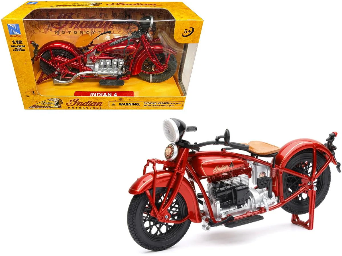 New Ray Toys New Ray Toys 1930 Indian 4 Red 1/12 Diecast Motorcycle — product photo