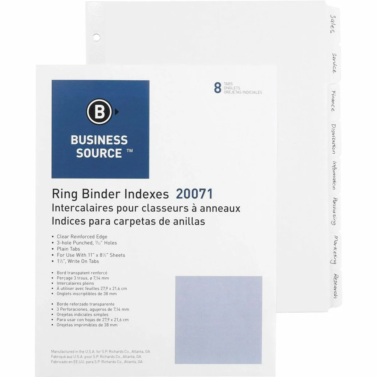 Business Source Business Source 20071 Index Dividers 8-Tab 100/Box — product photo