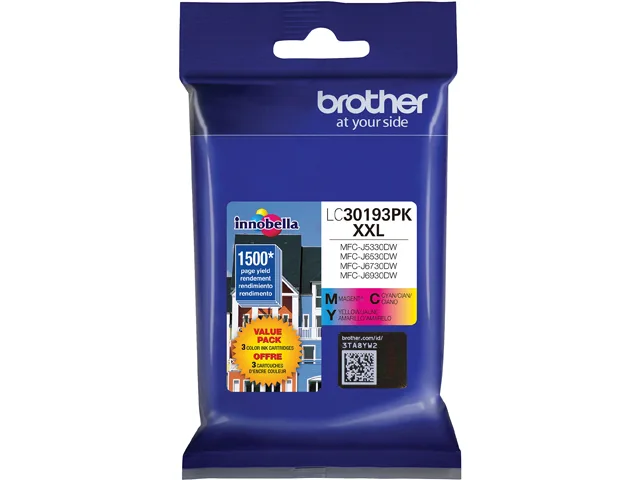 Brother Brother LC30193PK ink cartridges (genuine brands) 3 pack cyan magenta yellow 1500 pages — product photo
