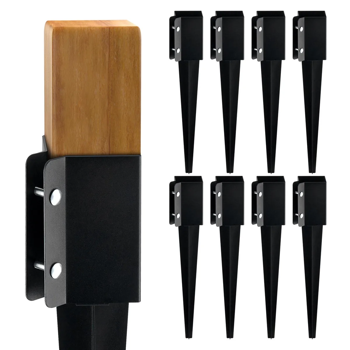 VEVOR VEVOR Fence Post Anchor Ground Spike 8 Pack 24 x 3.5 Inches Black Powder Coated Steel — product photo