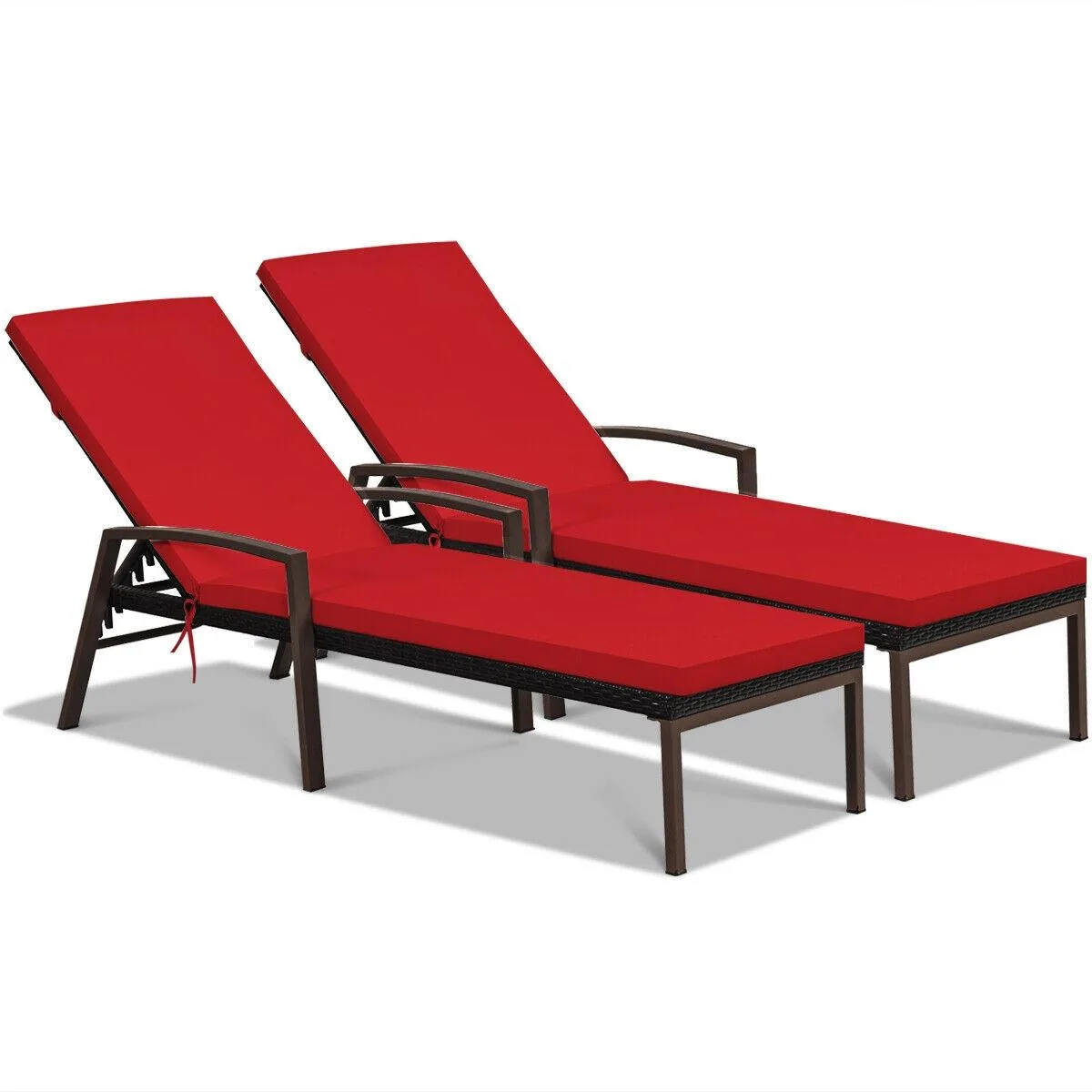 SlickBlue SlickBlue 2-Piece Rattan Adjustable Chaise Lounge Set Red — product photo