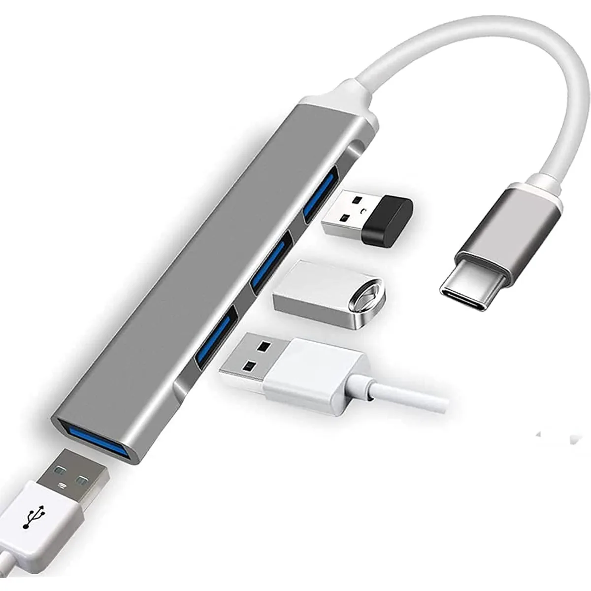 Zell Electronics Zell Electronics USB C to USB Hub 4 Ports Aluminum Thunderbolt 3 1x USB 3.0 3x USB 2.0 — product photo