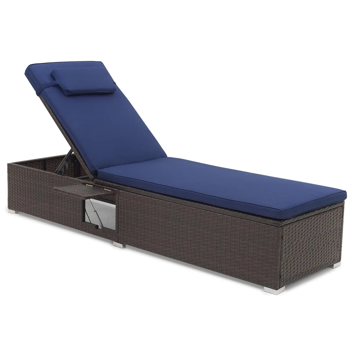SlickBlue SlickBlue PE Rattan Chaise Lounge Navy 6-Level Backrest 76.5" x 29.5 — product photo