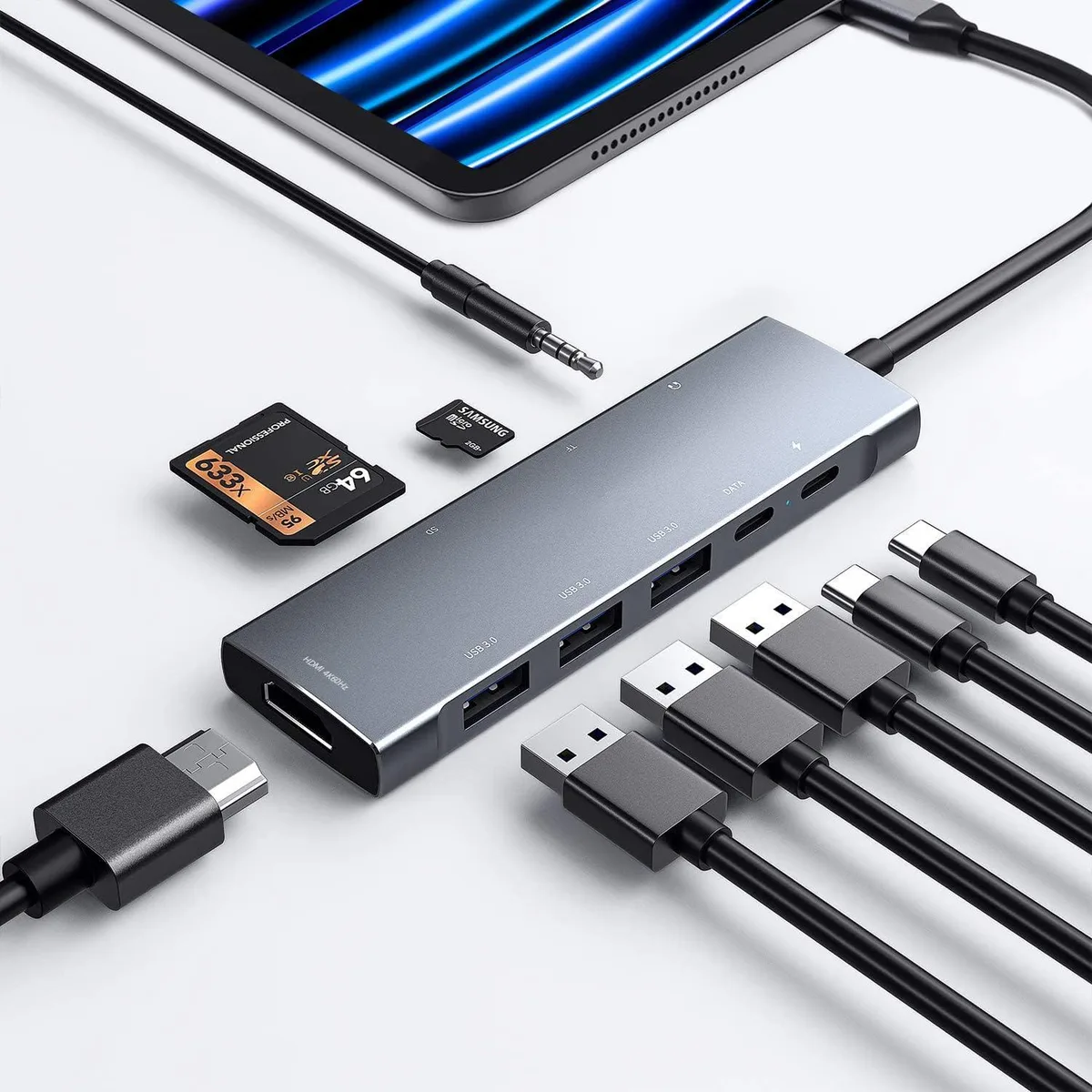 MCHOSE MCHOSE 9-in-1 USB Hub for iPad Pro M4 M2 M1 11 12.9 13 inch Air 5 4 mini 6 — product photo