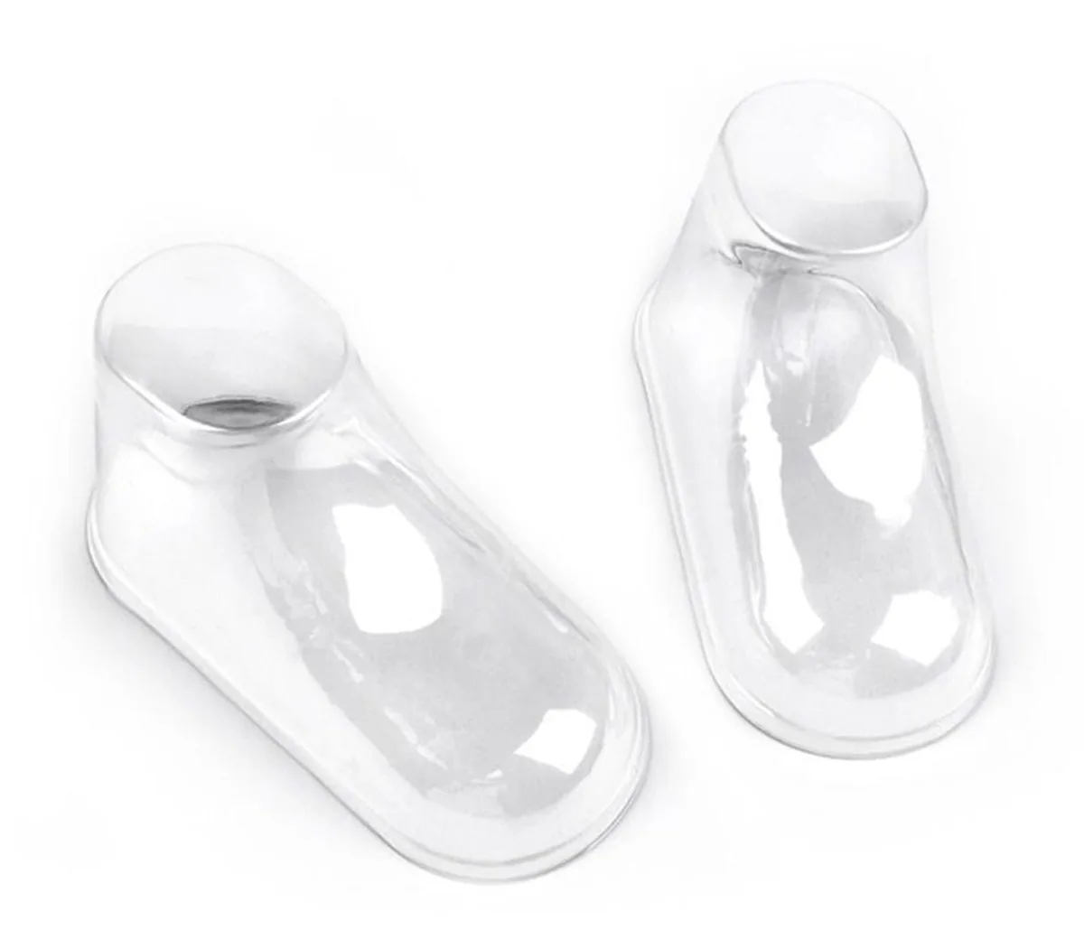 100 clear plastic baby foot forms in five sizes from 8 to 12 centimetres