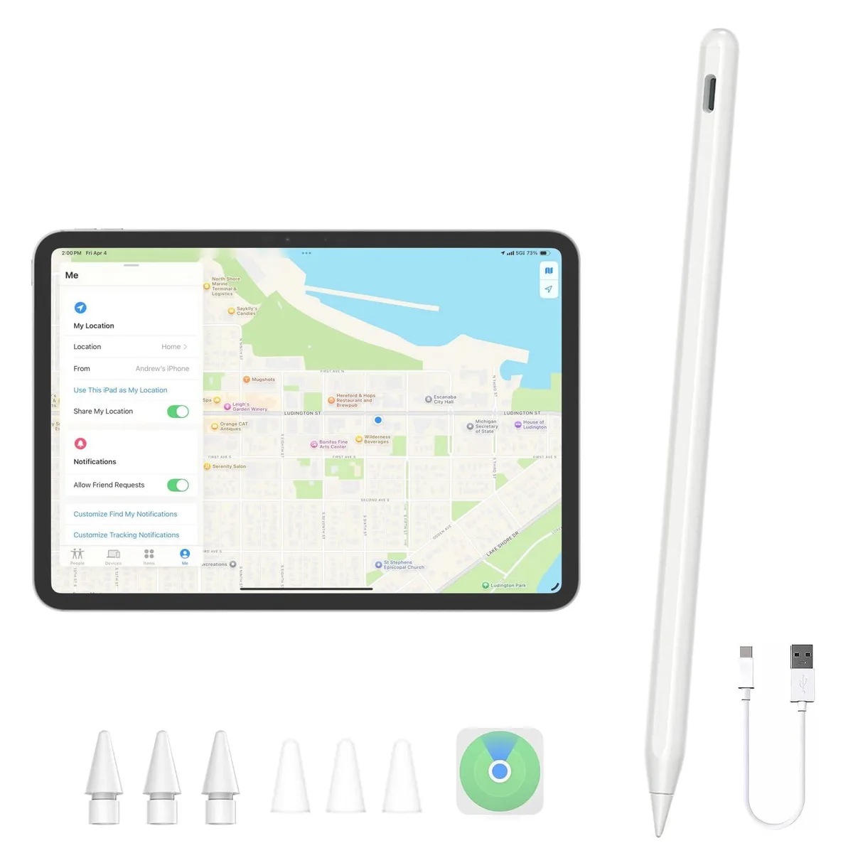 JEDOUBAL Stylus Pen for iPad 2018-2026 White 1.5mm Tip — product photo