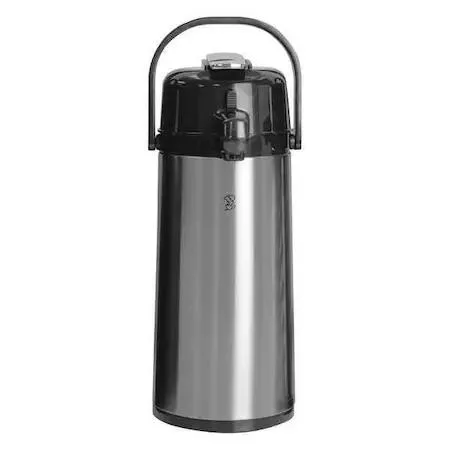Transparent insulated airpot with black lever lid and satin finish