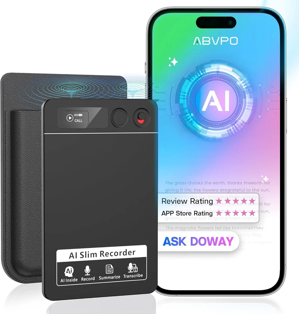 BFKK BFKK AI Voice Recorder 64GB 152 Languages 35h Battery Black — product photo