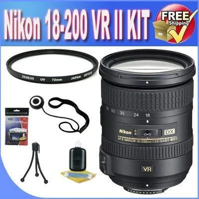 Nikon Inc Nikon AF-S DX NIKKOR 18-200mm f/3.5-5.6G ED VR II White Box Accessory Saver Bundle camera lens — product photo