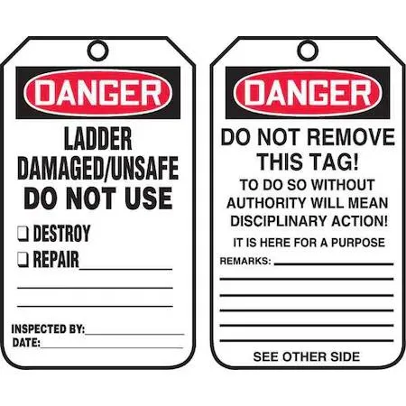 Pack of 25 white plastic danger tags with brass grommets