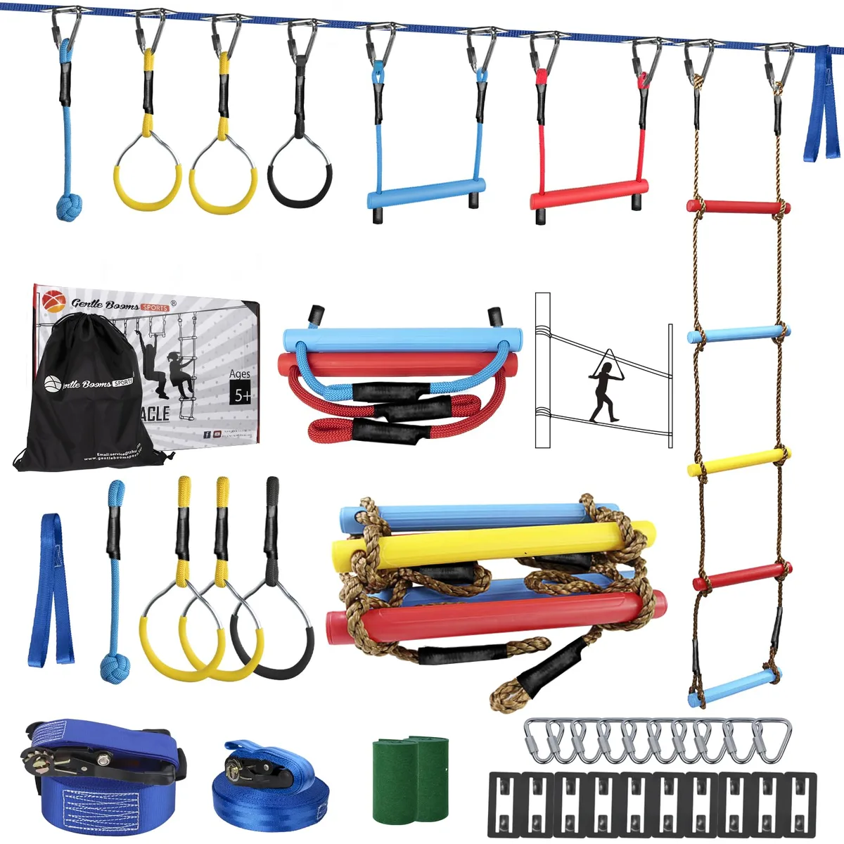  Gentle Booms Sports Ninja Warrior Obstacle Course 2×56 ft 8 Obstacles 900 lbs — product photo