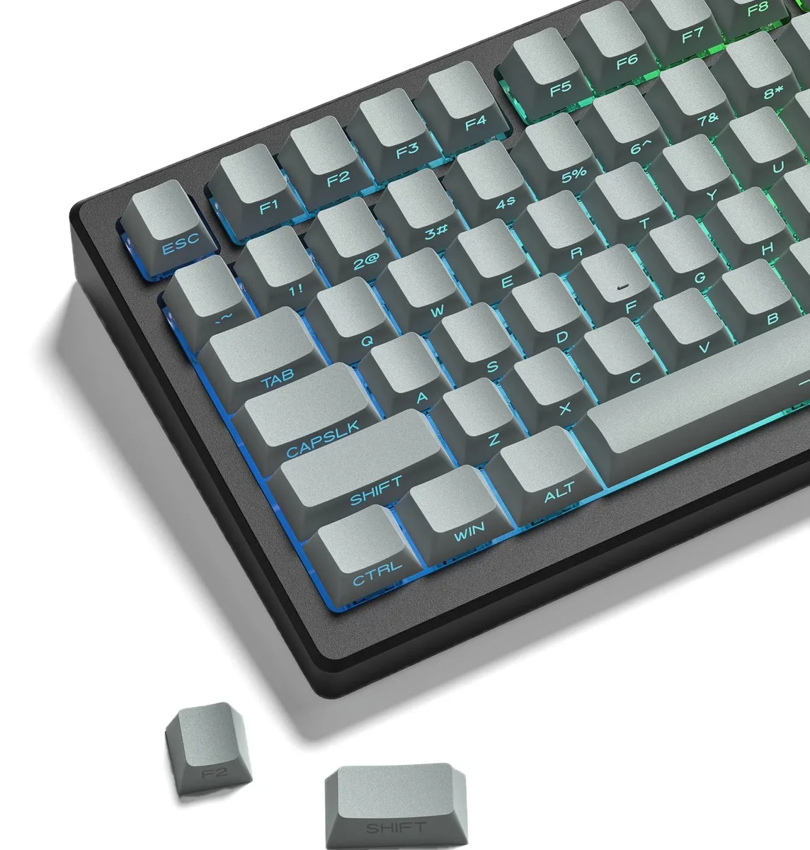 Womier Womier 135-key PBT keycap set Light Grey side-printed shine-through Cherry profile — product photo