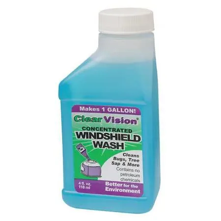 Twelve small blue bottles of windshield washer fluid in a pack