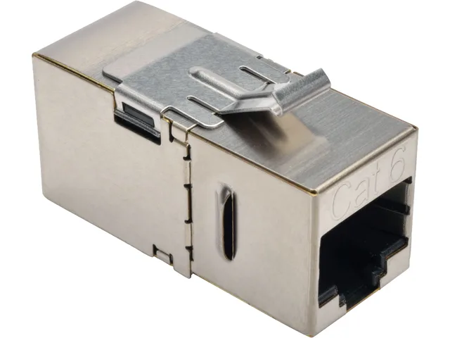 Tripp Lite Tripp Lite N235-001-SH-D Cat6 shielded gender changer 90° down-angled RJ45 F/F — product photo