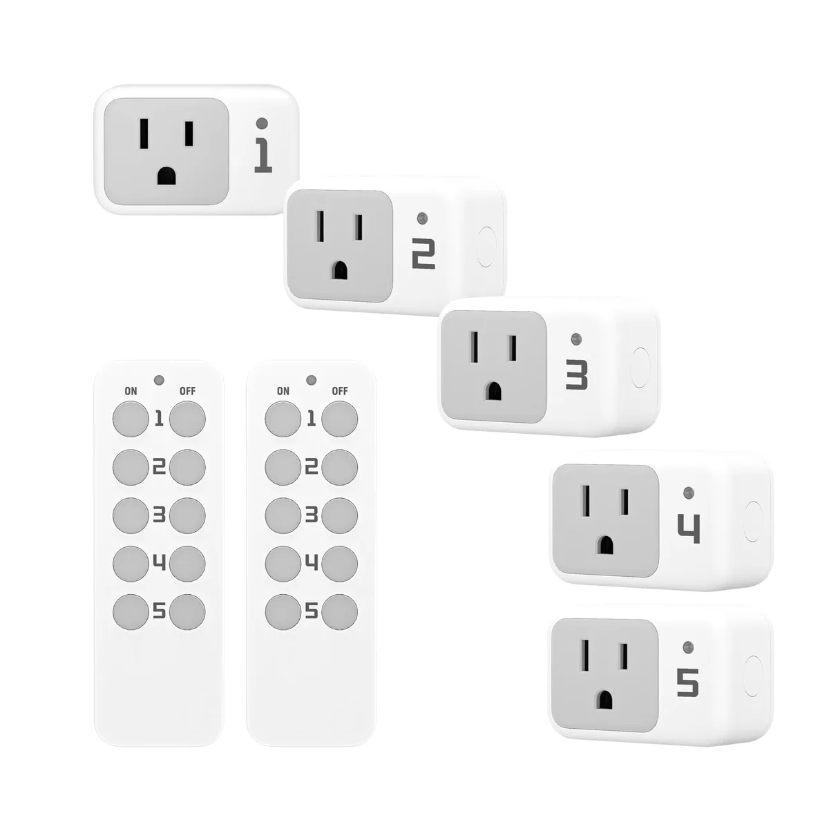 TP-LINK TS-WRC03US00/BH18C Smart Plug Kit — 5 Outlets, 2 Remotes, 100 ft Range — product photo