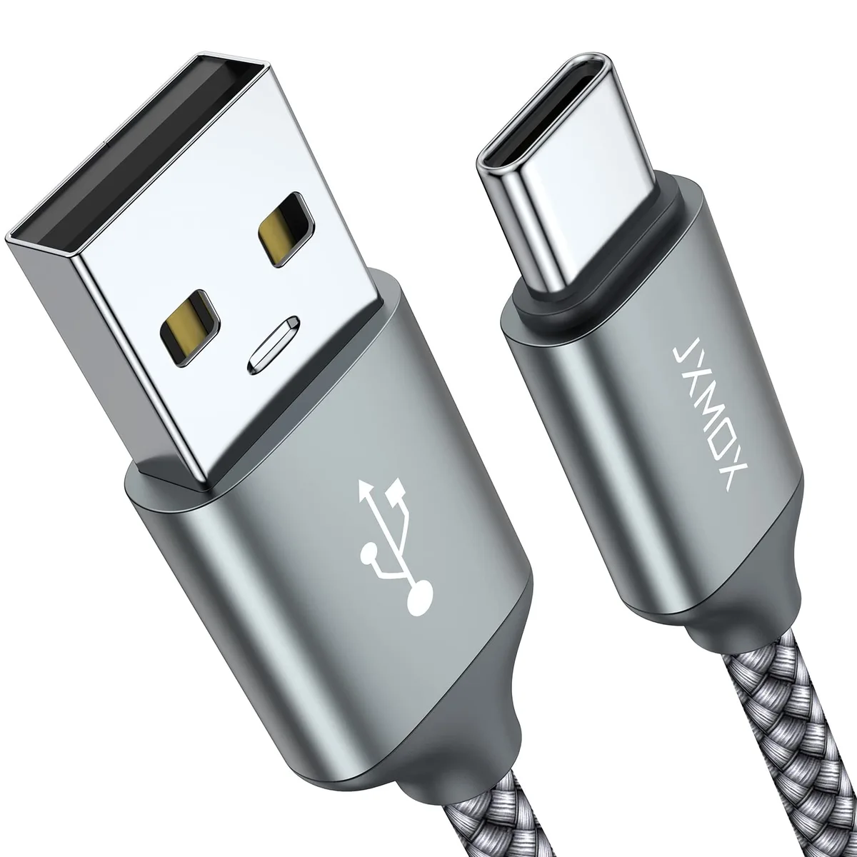 JXMOX Nexus 5 USB-A to USB-C cable 3.3 ft 3.1 A grey 2-pack — product photo