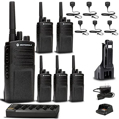 Motorola Motorola RMV2080 two-way radio bundle 6 units PMLN6384 charger HKLN4606 mic — product photo