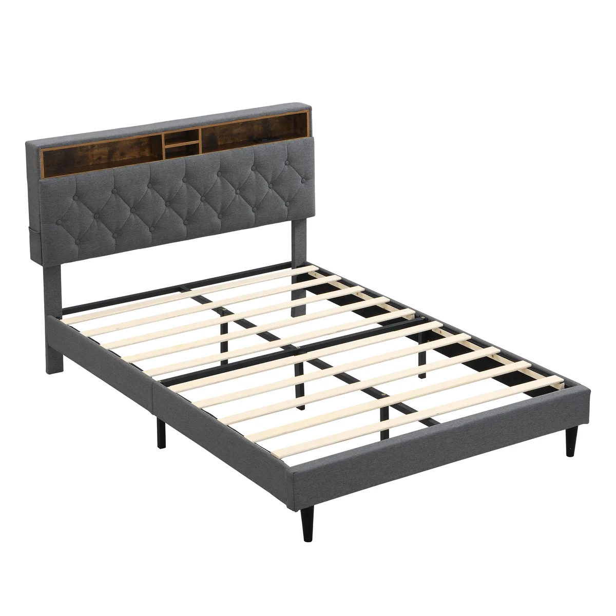 tuphen tuphen Queen Upholstered Platform Bed Dark Grey — product photo
