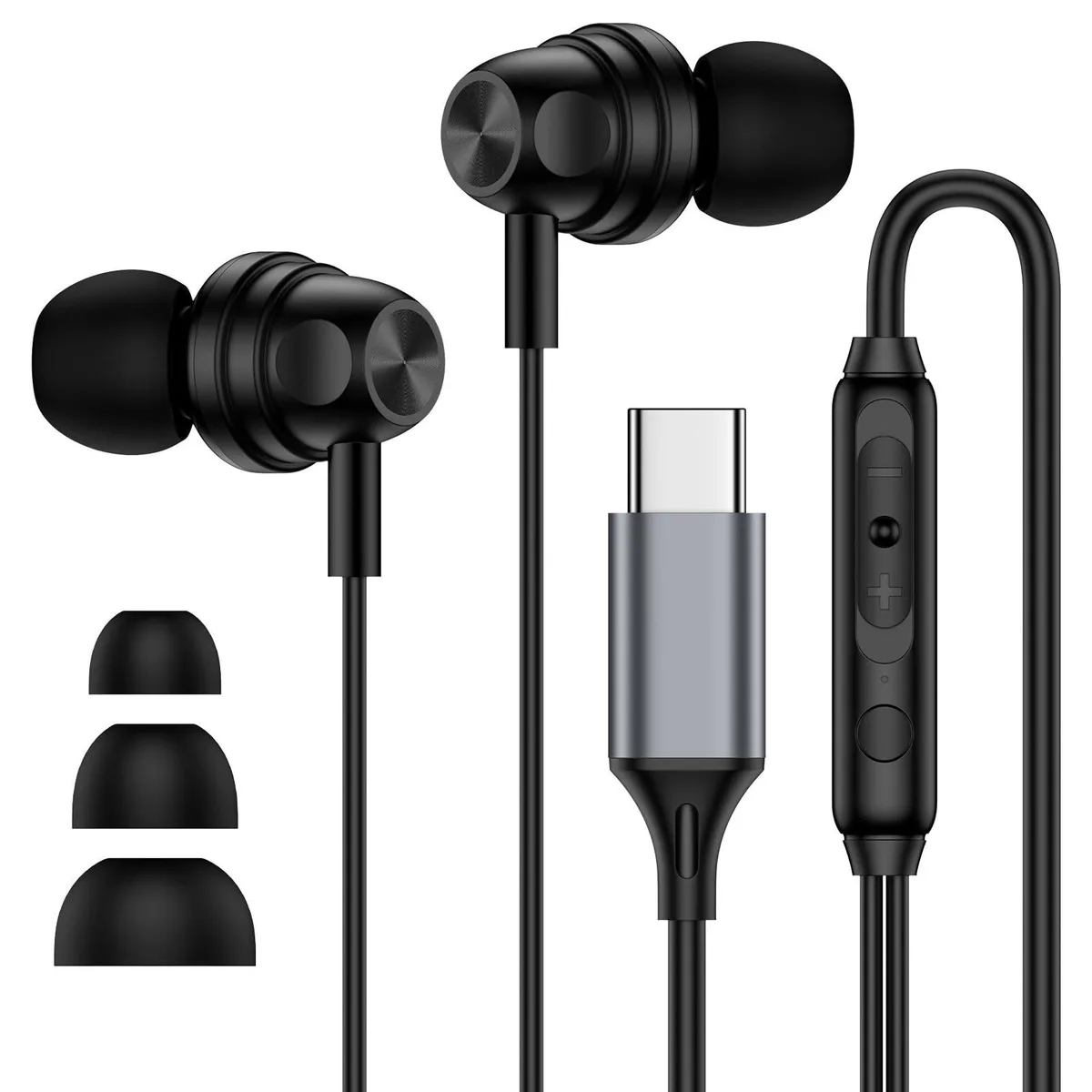  Sidpro J031-01 M62 USB-C Wired Earbuds Black — product photo