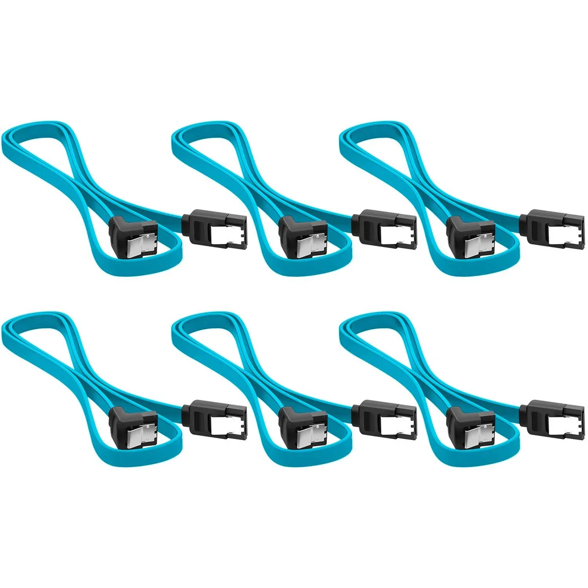  AYECEHI SATA III 6.0 Gbps cable 90° locking latch blue 12 inch 6 pack — product photo