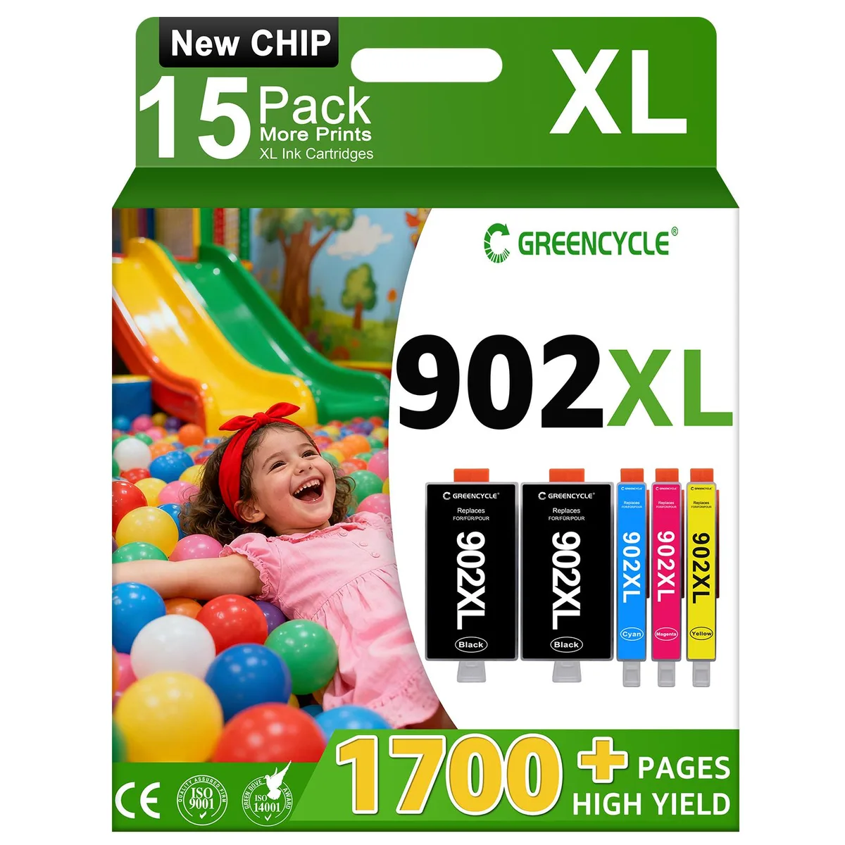 GREENCYCLE GREENCYCLE 902XL Ink Cartridges 15 Pack Black/Cyan/Magenta/Yellow — product photo
