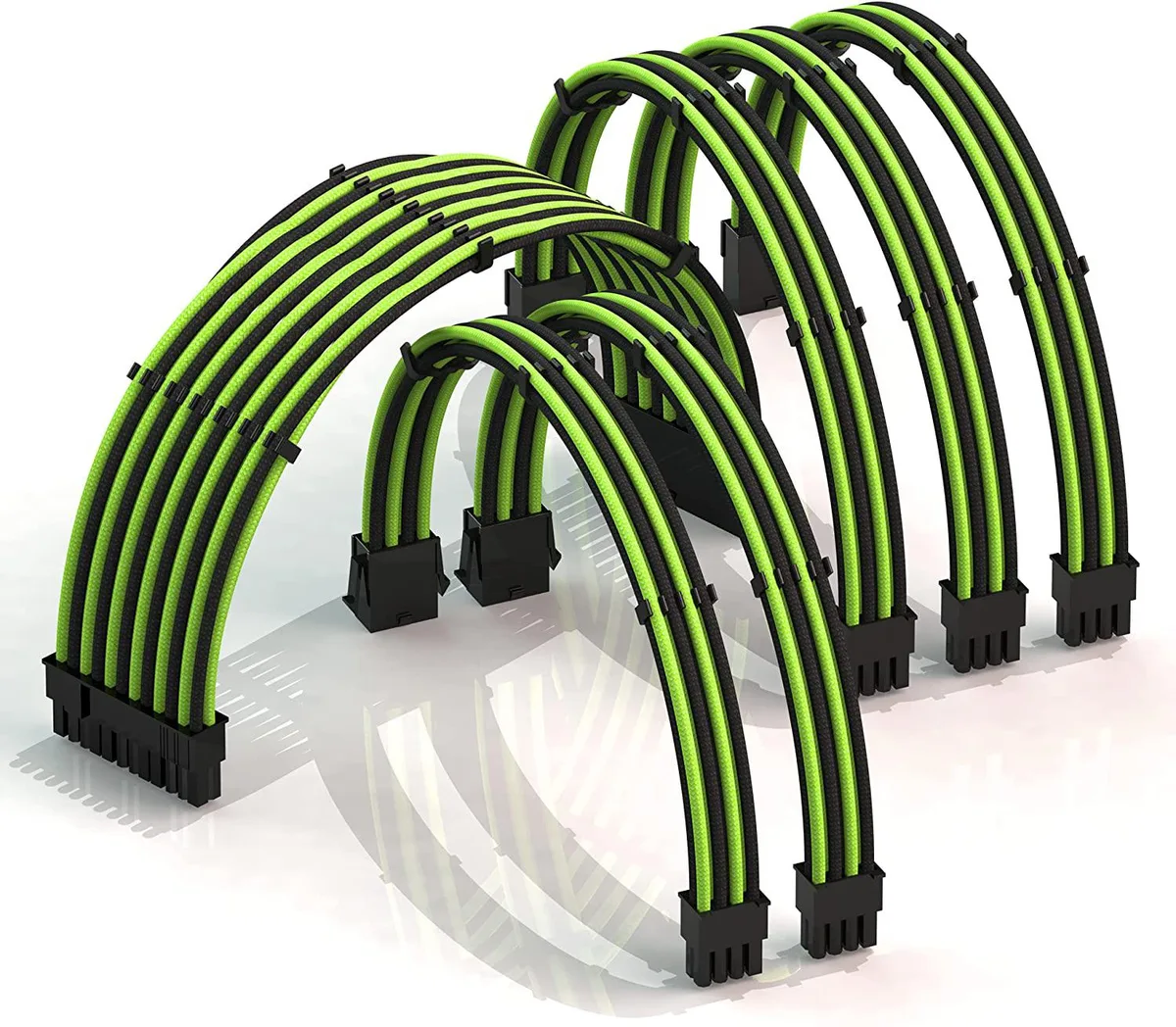 myVolts myVolts 50cm PSU Cable Extension Kit 24-Pin 2x CPU 3x GPU GreenBlack — product photo