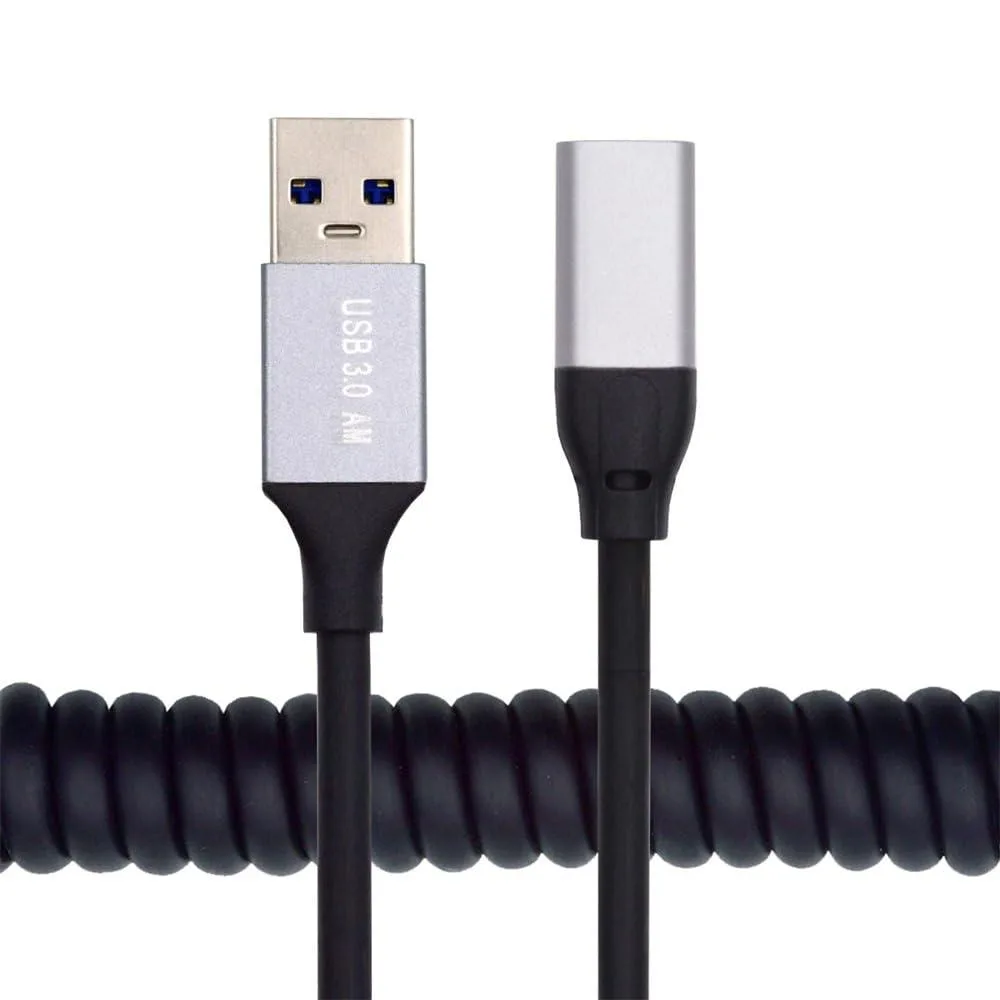 LORDWORLD LORDWORLD USB 3.0 Type-A Male to USB-C Female Coiled Cable 100cm — product photo