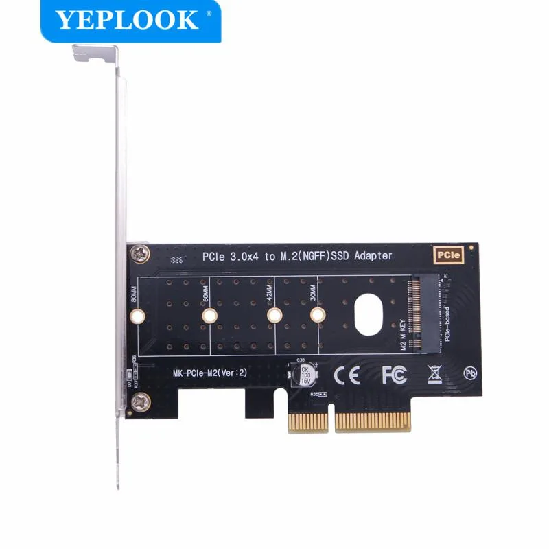 YEPLOOK YEPLOOK M Key NVMe PCIe 3.0 Riser Adapter 2230 2245 2260 2280 — product photo