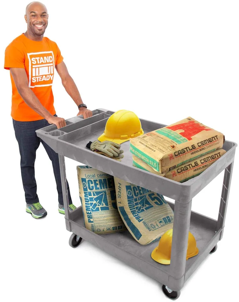 Stand Steady Stand Steady Original Tubstr Extra Large Two Shelf Utility Cart Grey 45.5 x 24.5 indoor maintenance — product photo