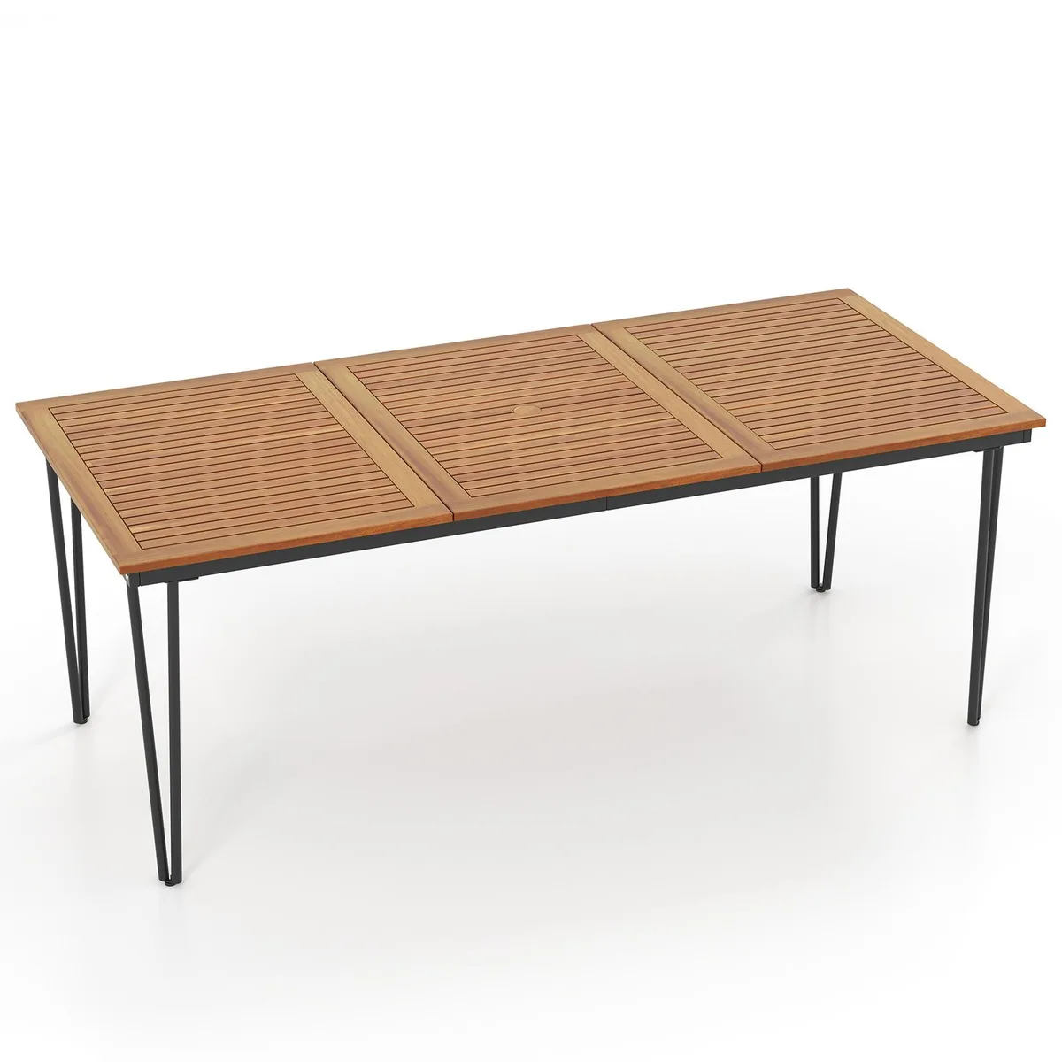 SlickBlue SlickBlue 79 Inch 8-Person Outdoor Dining Table Natural 1.9 Inch Umbrella Hole — product photo