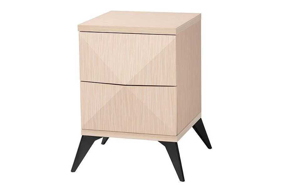Baxton Studio Baxton Studio Draper Mid-Century 2-Drawer Nightstand Light Brown Dark Brown — product photo