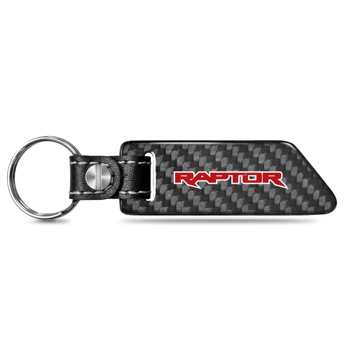 iPick Image, LLC iPick Image, LLC Ford F-150 Raptor Red Real Carbon Fiber Blade Style Leather Strap Key Chain — product photo