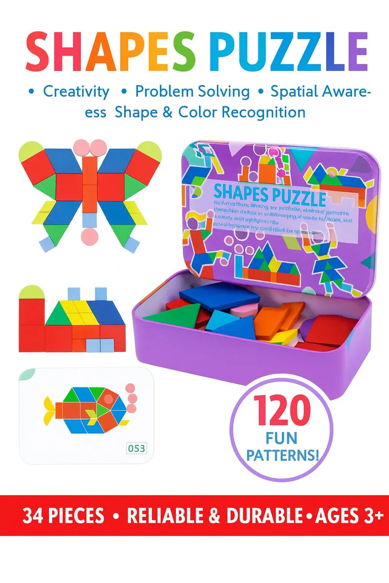 Altatac Altatac Wooden Puzzle 34 Pcs 60 Cards 120 Designs Game — product photo
