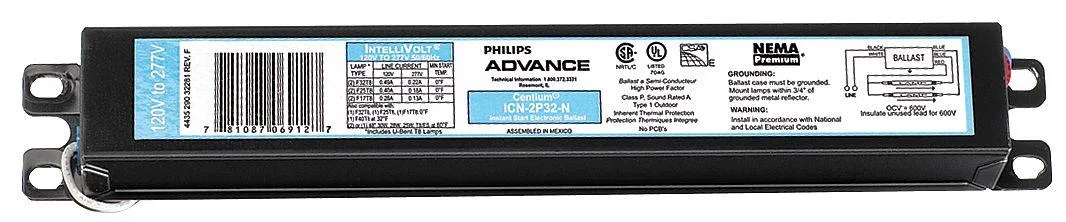 Philips Philips Advance ICN-2P32-N Electronic Ballast T8 120/277V 1-2 lamps — product photo