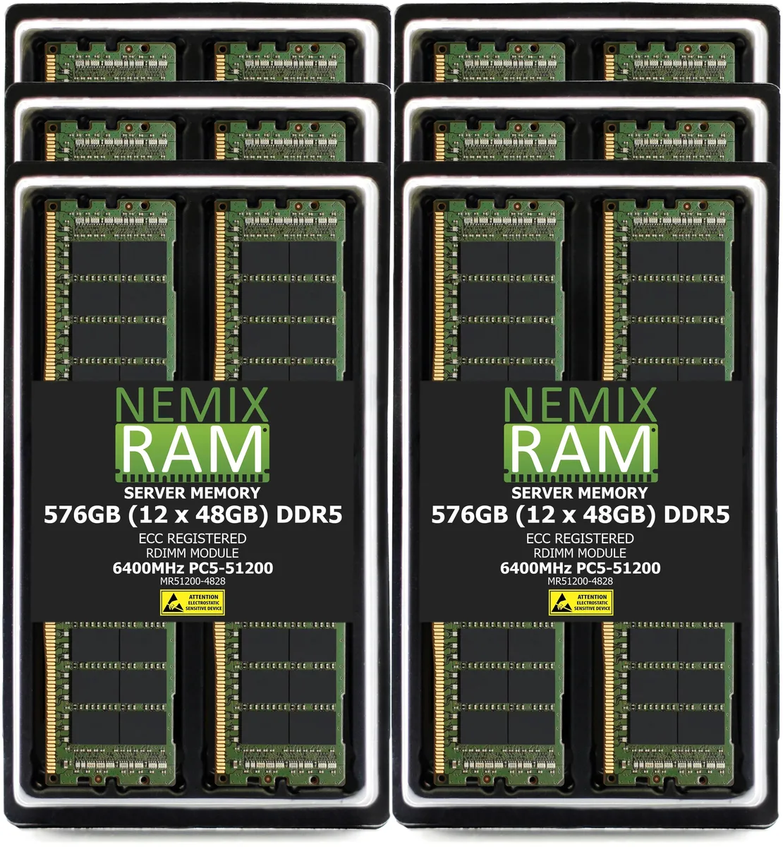 NEMIX RAM NEMIX RAM 576GB (12x48GB) DDR5 6400 2Rx8 ECC RDIMM Server RAM — product photo