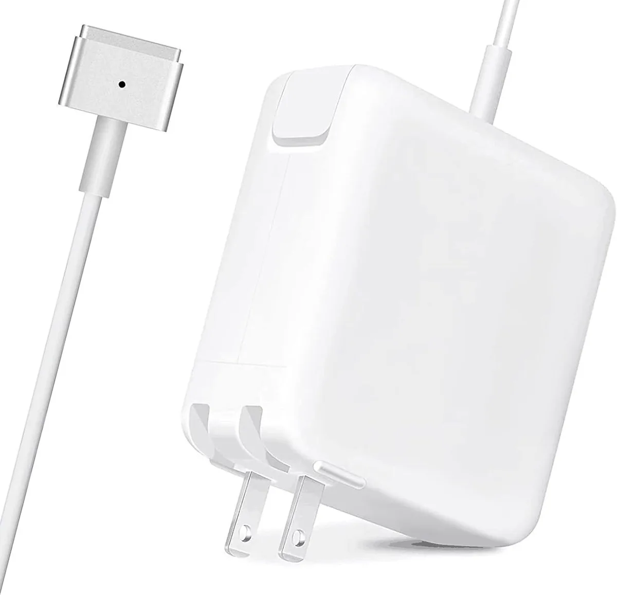 White rectangular 45W power adapter with T-tip magnetic connector and LED indicator