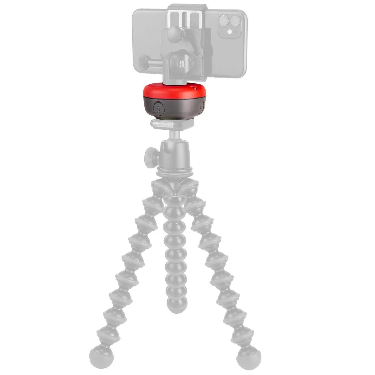 Compact white motorised smartphone rotator with 1/4-20 mount and USB-C port