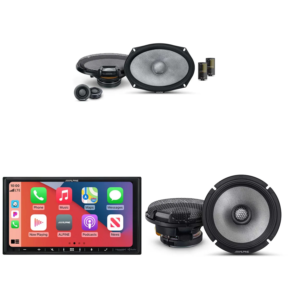 Alpine Alpine iLX-407 7-Inch Receiver with R2-S69C 6x9" Component &amp; R2-S65 6.5" Coaxial Speakers — product photo