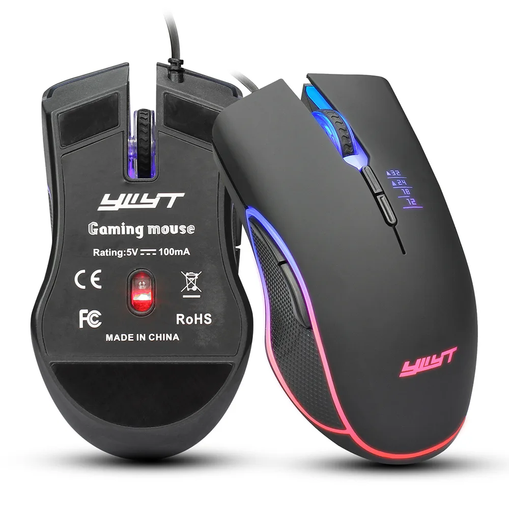 Hitoor Hitoor Gaming Mouse 3200 DPI 7 Buttons Ergonomic 4-color Breathing Light Black — product photo