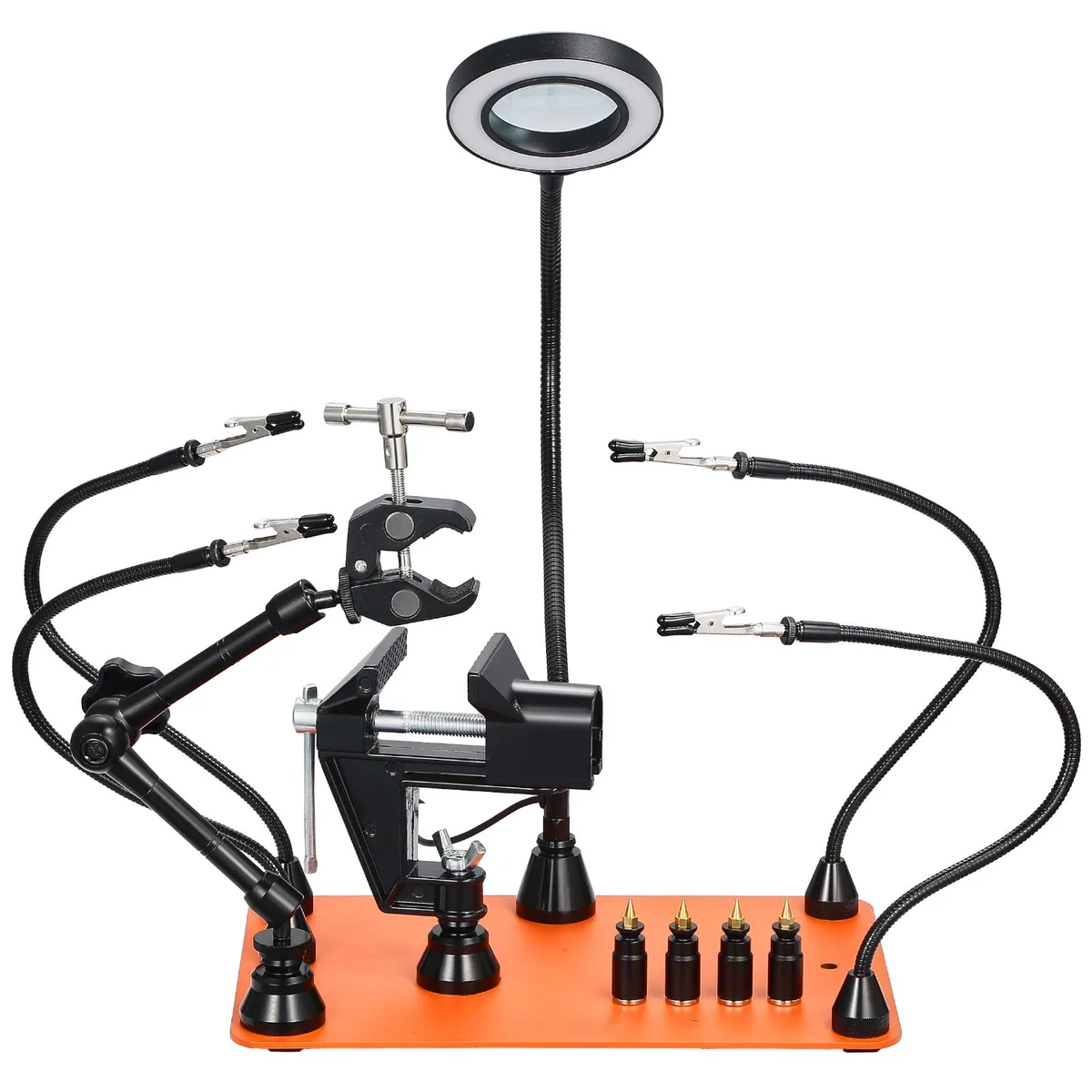 VEVOR VEVOR Magnetic Helping Hands Soldering Station 4 Arms Vise 3X LED Magnifier 360 Hot Air Gun Holder LFS0206 — product photo
