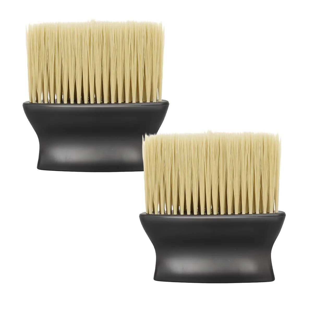 Two yellow rectangular hand brushes with dense soft bristles and textured handles