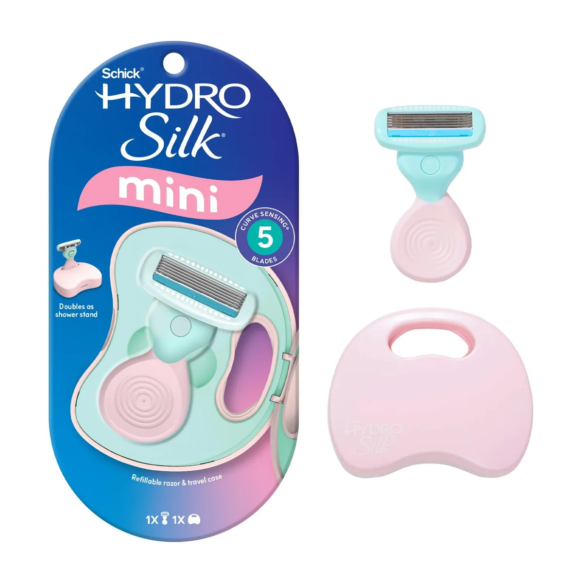 No Sew No Sew Shavers for Women Schick Hydro Silk Mini 5-Blade Travel Razor Multicolor 0.082 kg — product photo