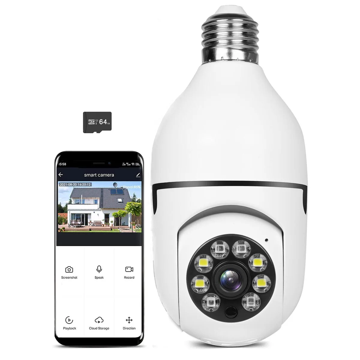 vibebli vibebli 1080P PTZ Security Camera E27 64G SD Card — product photo