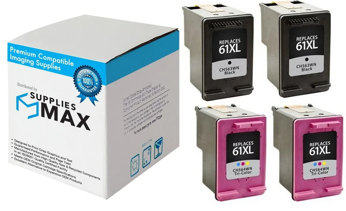 SuppliesMax SuppliesMax Remanufactured Inkjet Combo Pack 61XL (2 Black 2 Colour) 480 Pages — product photo