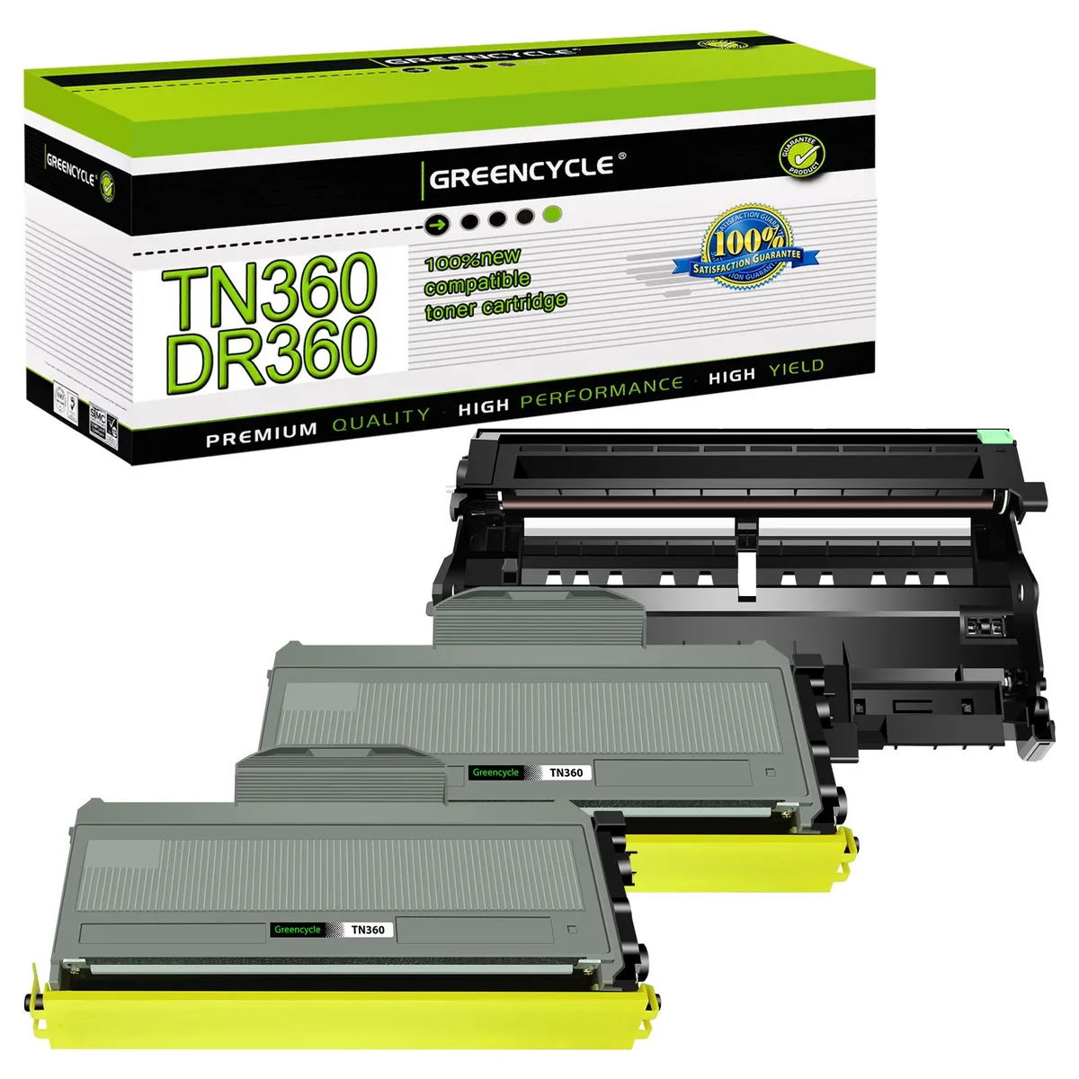 GREENCYCLE GREENCYCLE TN360 DR360 Toner Cartridge and Drum Unit 2 Pack Toner 1 Pack Drum — product photo