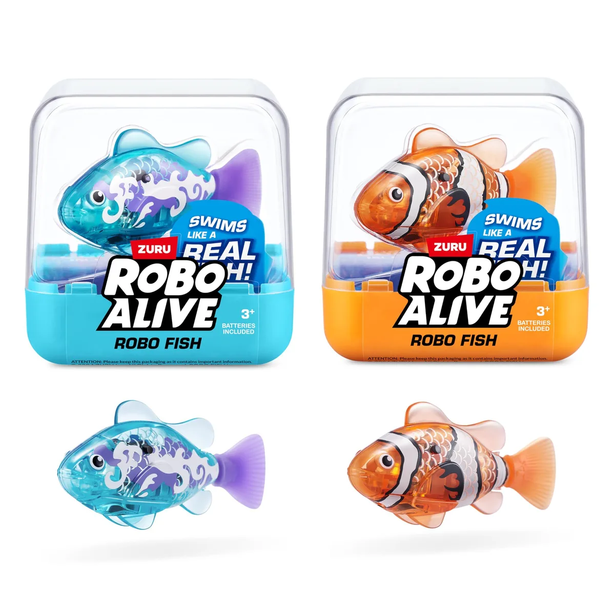  ZURU Robo Fish Robotic Swimming Fish Teal Orange 2 Pack Series 3 — product photo