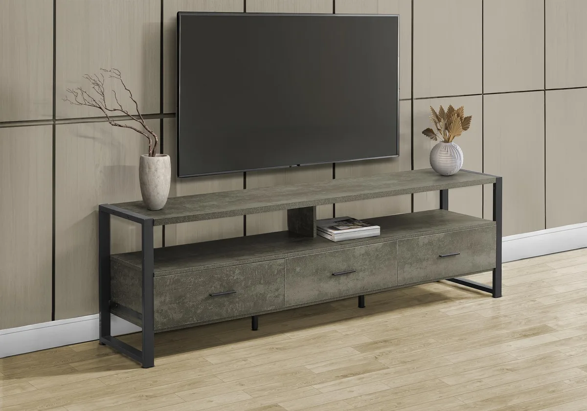 tuphen tuphen 72 Inch TV Stand Dark Bronze Laminate Black Metal — product photo