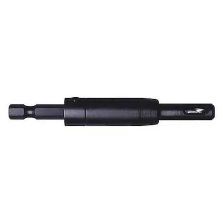 Silver metal drill guide with 1/4 inch hex shank and replaceable bit